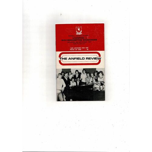 1972/73 Liverpool v Wolves Football Programme + League Review