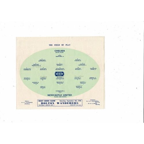 1948/49 Chelsea v Newcastle United Football Programme
