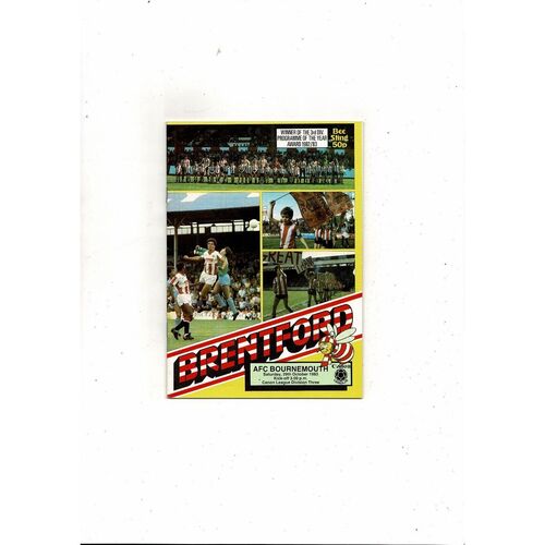 1983/84 Brentford v Bournemouth Football Programme