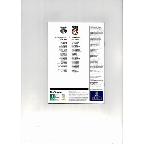 2013 Grimsby Town v Wrexham FA Trophy Final Football Programme