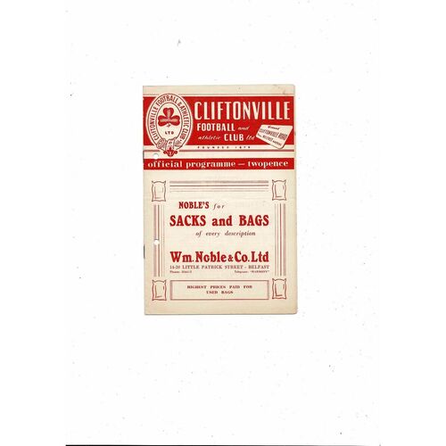 1958/59 Cliftonville v Ballymena United Football Programme