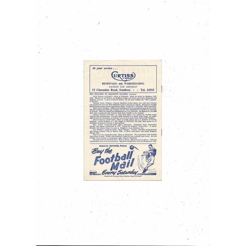 1959/60 Portsmouth v Brighton Football Programme