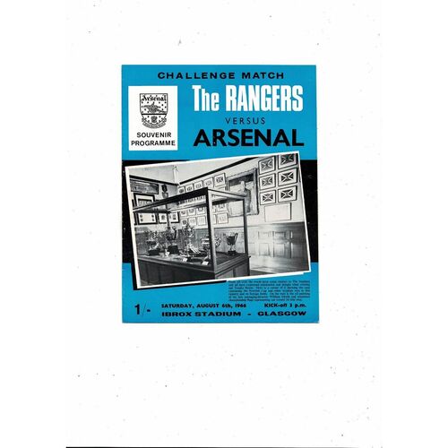 Rangers v Arsenal Friendly Football Programme 1966/67
