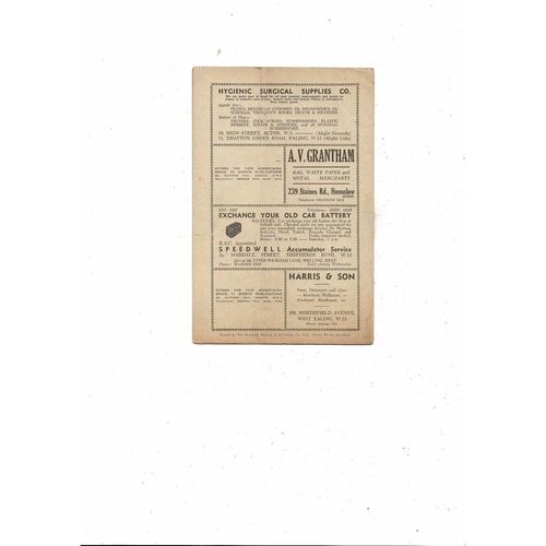 1952/53 Brentford v Huddersfield Town Football Programme