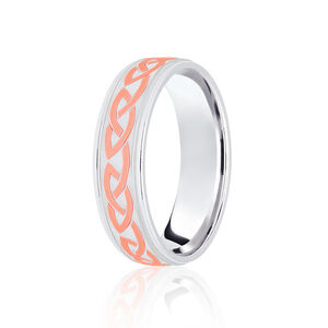 9ct 6mm TWO COLOUR diamond cut Celtic triquetra flat profile ring