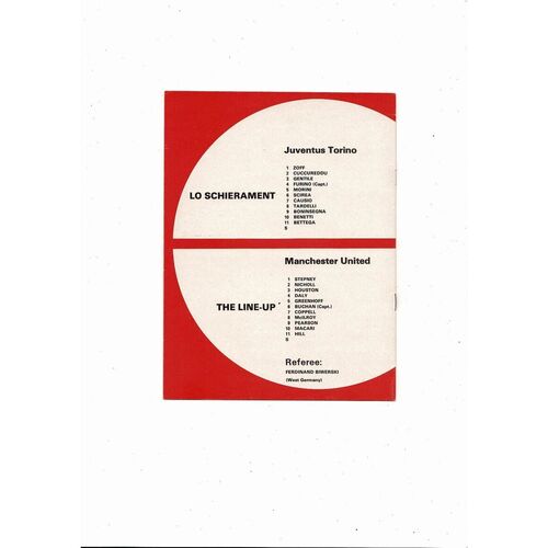 Juventus v Manchester United UEFA Cup Football Programme 1976/77