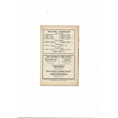 1960/61 Arsenal v Chelsea Football Programme