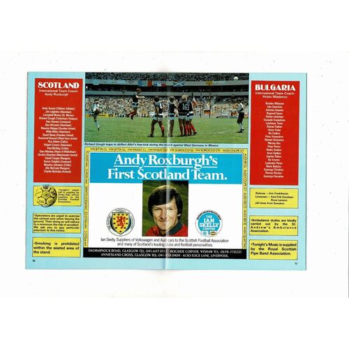 1986 Scotland v Bulgaria Football Programme