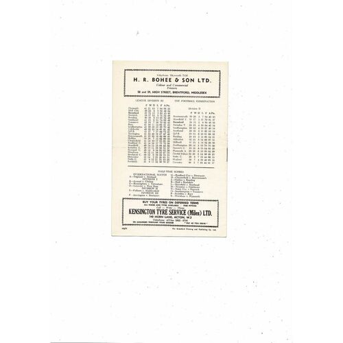 1958/59 Brentford v Queens Park Rangers Football Programme