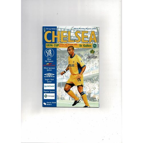 Chelsea v St Gallen UEFA Cup Football Programme 2000/01