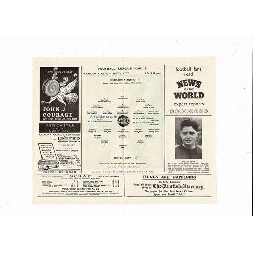 1957/58 Charlton Athletic v Bristol City Football Programme