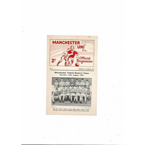 Manchester United v Leeds United Central League Football Programme 1961/62