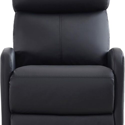 mcc direct Push Back Recliner Chair, PU Leather Single Sofa with Lumbar Support, Padded Backrest, Side Pocket and Adjustable Leg Rest for Home Living Room Theatre (Shadow Black)