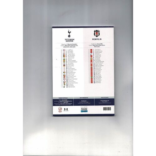 Tottenham Hotspur v Besiktas JK Europa League Football Programme 2014/15