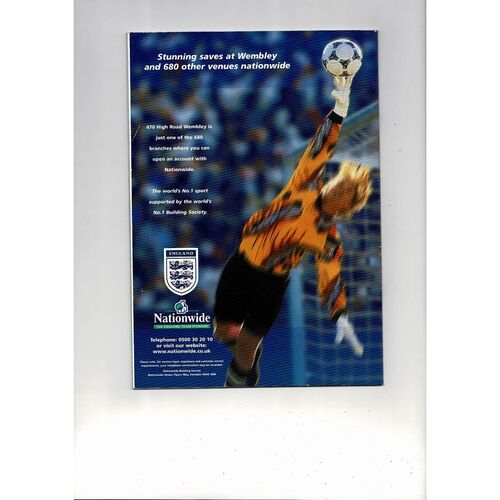 1999 England v Sweden Football Programme