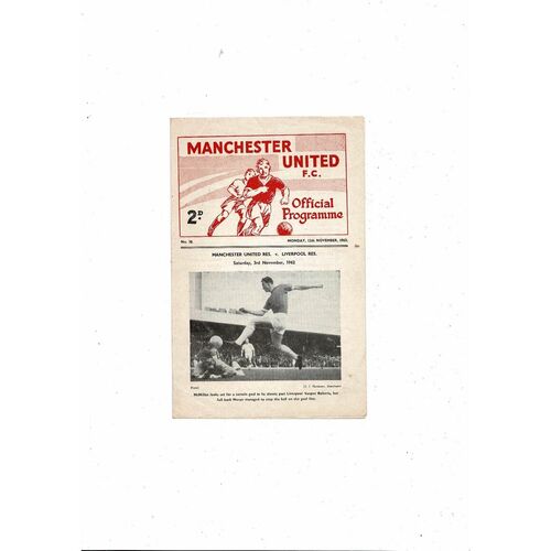 Manchester United v Manchester City Central League Football Programme 1962/63 November