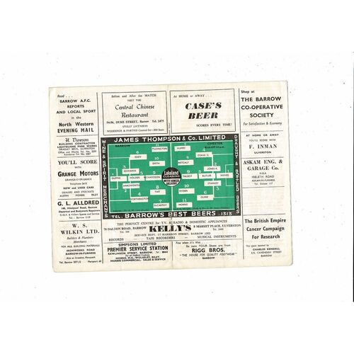 1964/65 Barrow v Chester City Football Programme