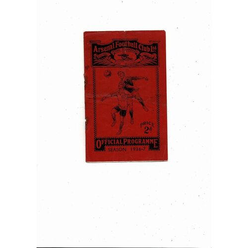 1936/37 Arsenal v Sunderland Football Programme