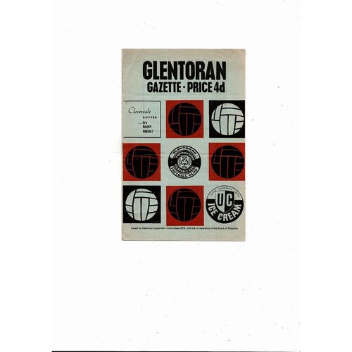 1964/65 Glentoran v Cliftonville City Cup Football Programme