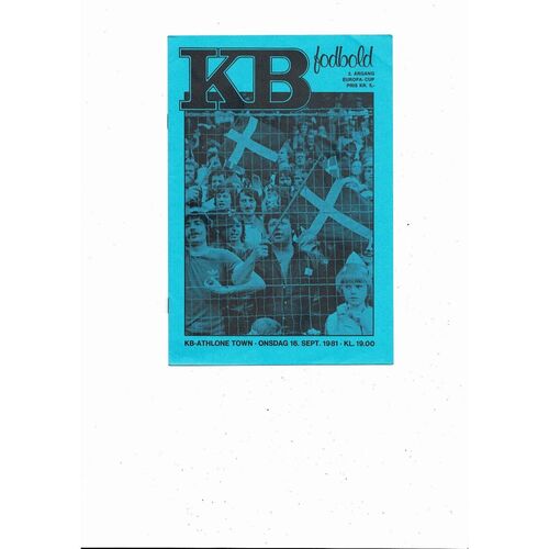 KB Kobenhavn v Athlone Town European Cup Football Programme 1981/82