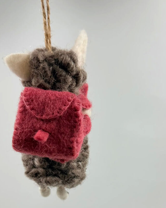 Grey Sheep Decoration/Ornaments with Book - Pink