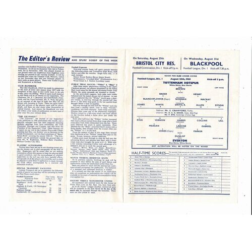 1960/61 Tottenham Hotspur v Everton Football Programme - Spurs Double Season