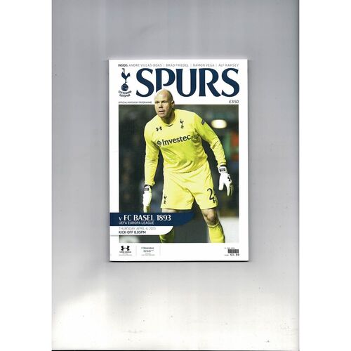 Tottenham Hotspur v Basel Europa League Football Programme 2012/13