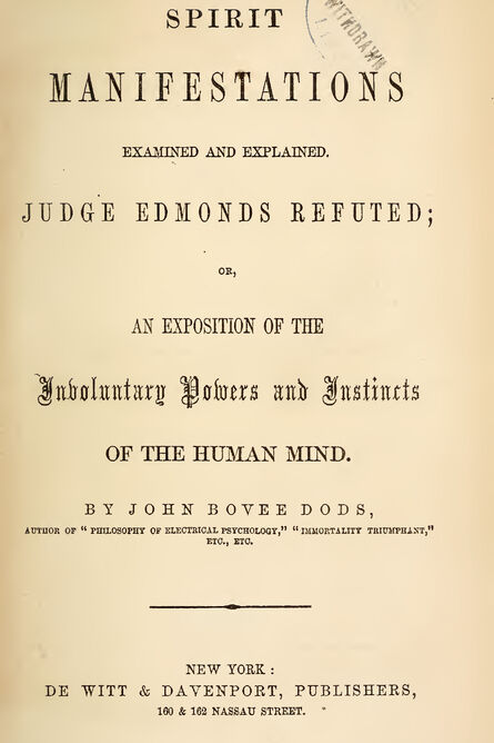 1854 | Spirit Manifestations Examined and Explained