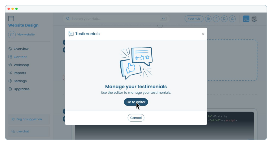 How to add and manage testimonials on a website page | Webfactory Support | Webfactory
