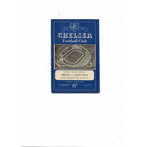 1952/53 Chelsea v Aston Villa Football Programme