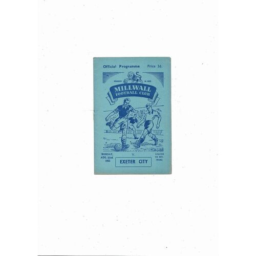 1955/56 Millwall v Exeter City Football Programme