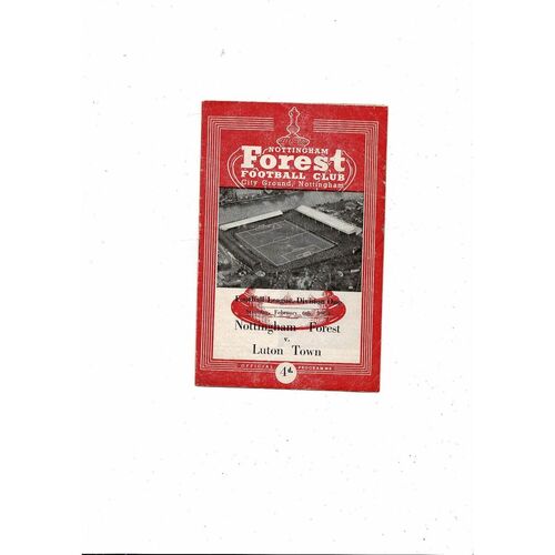 1959/60 Nottingham Forest v Luton Town Football Programme
