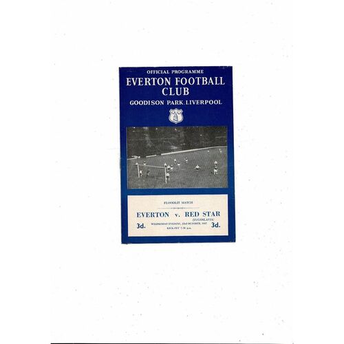 Everton v Red Star Friendly Football Programme 1957/58