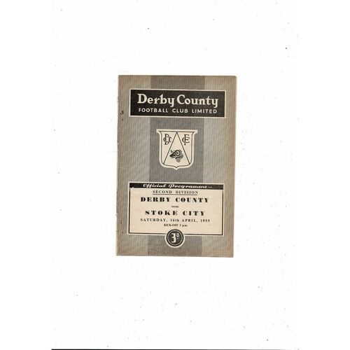 1954/55 Derby County v Stoke City Football Programme