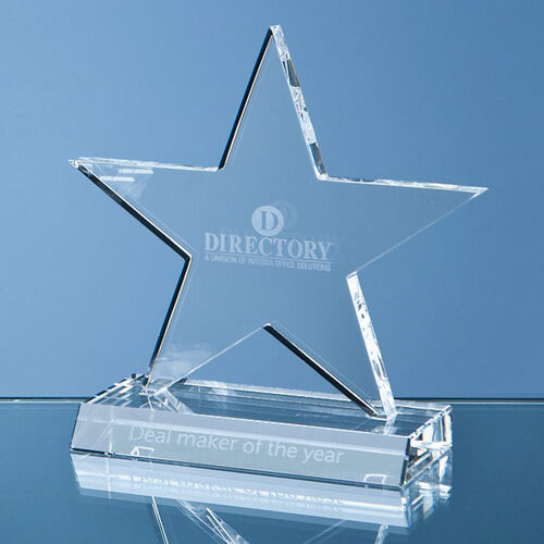 Optical Crystal 5 Pointed Star on Base Award (11cm)