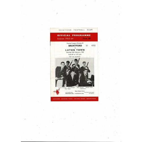 1963/64 Brentford v Luton Town Football Programme