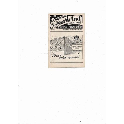 1956/57 Preston v Aston Villa Football Programme