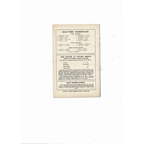 1956/57 Chelsea v Burnley Football Programme