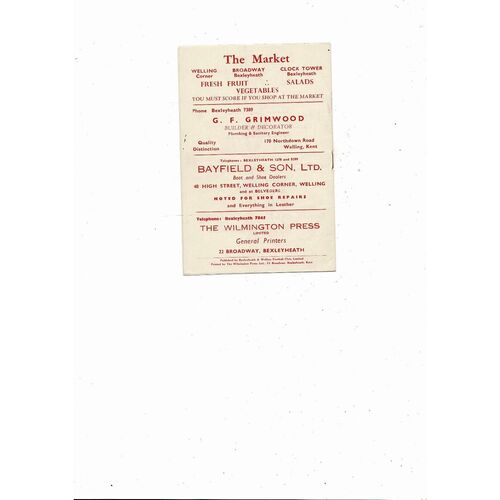 1955/56 Bexleyheath & Welling v Chatham Town Kent League