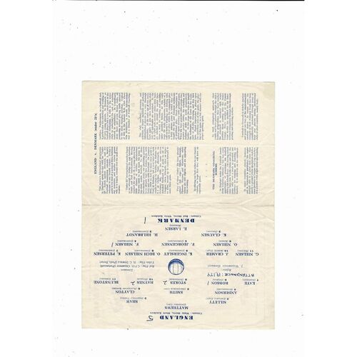 1955 England v Denmark U23 International Programme + Press Cutting @ Portsmouth