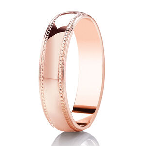 Highly polished band with mille-grain beaded edge
