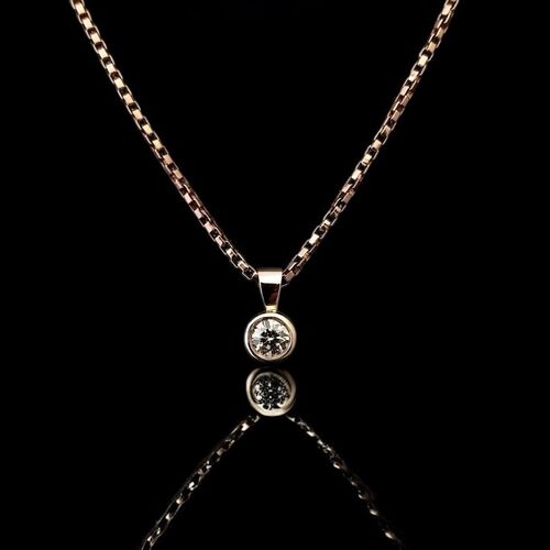 Rubover diamond solitaire necklace in 9ct yellow gold