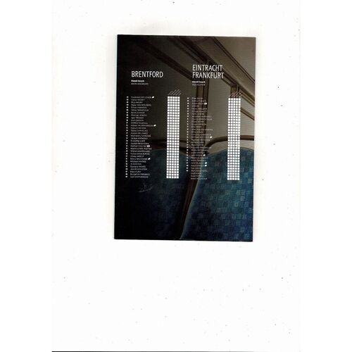 Brentford v Eintracht Frankfurt Friendly Football Programme 2026/27