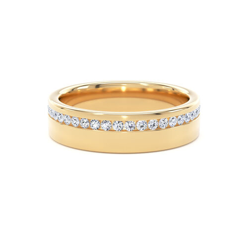 Offset diamond channel set ring