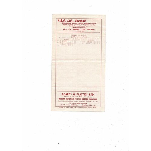 Southall v Yiewsley FA Cup Replay Football Programme 1963/64