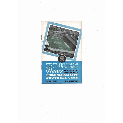 1958/59 Birmingham City v Preston Football Programme