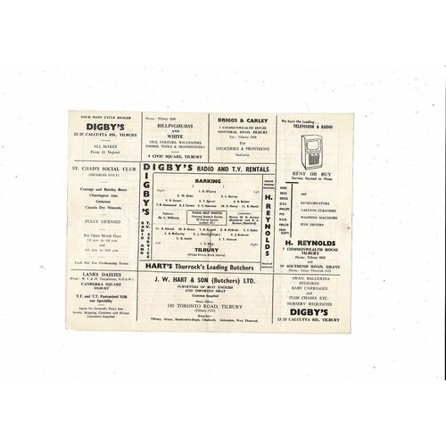 Tilbury v Barking FA Cup Replay Football Programme 1960/61