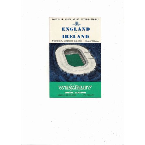 1963 England v Northern Ireland Football Programme