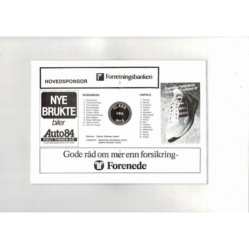 Rosenborg v Linfield European Cup Football Programme 1986/87