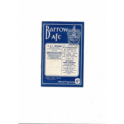 1966/67 Barrow v Chester City Football Programme